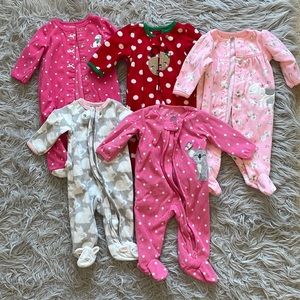 Lot of Carters Fleece Footie Pajamas - Size 3 months